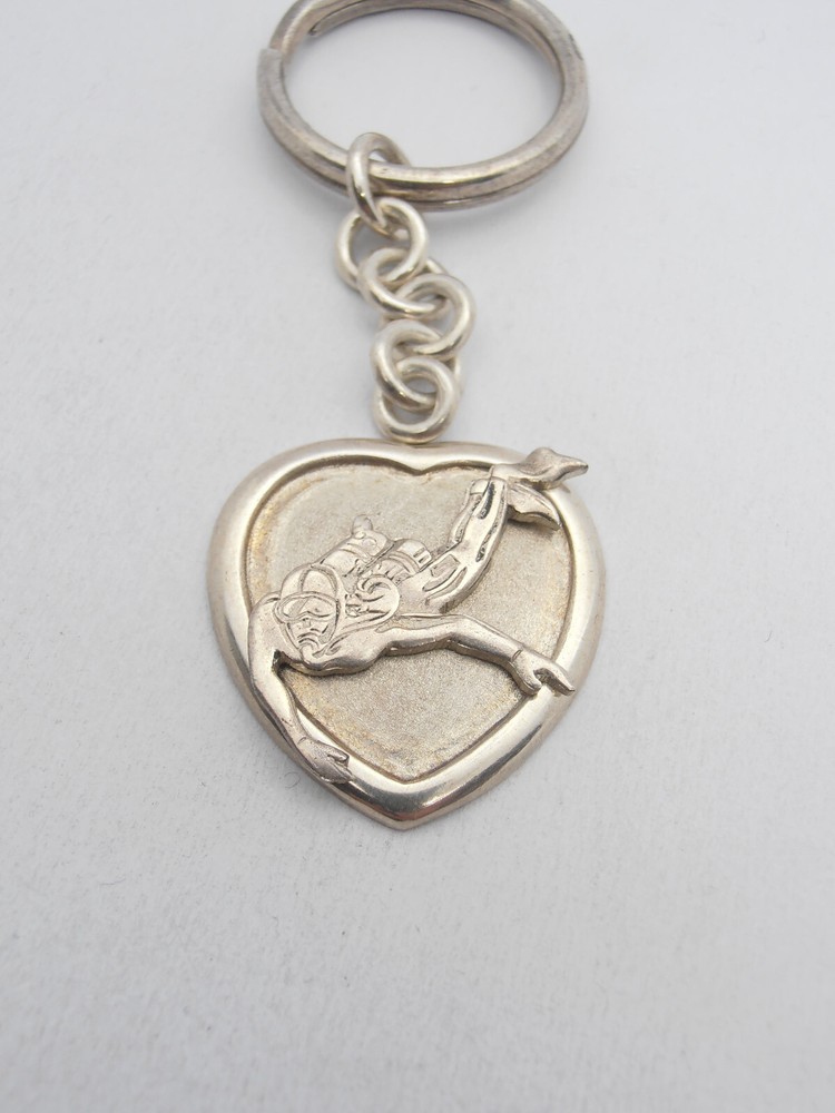 Diver: 925 Silver Heart Keychain with Sub - Diving