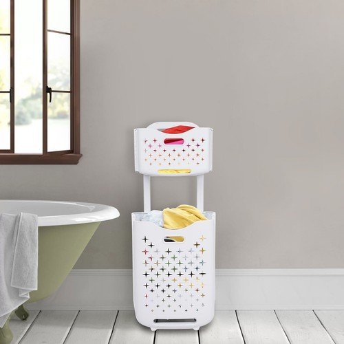 Foldable Multi-tier Laundry Hamper Collapsible Dirty Clothes Laundry Basket