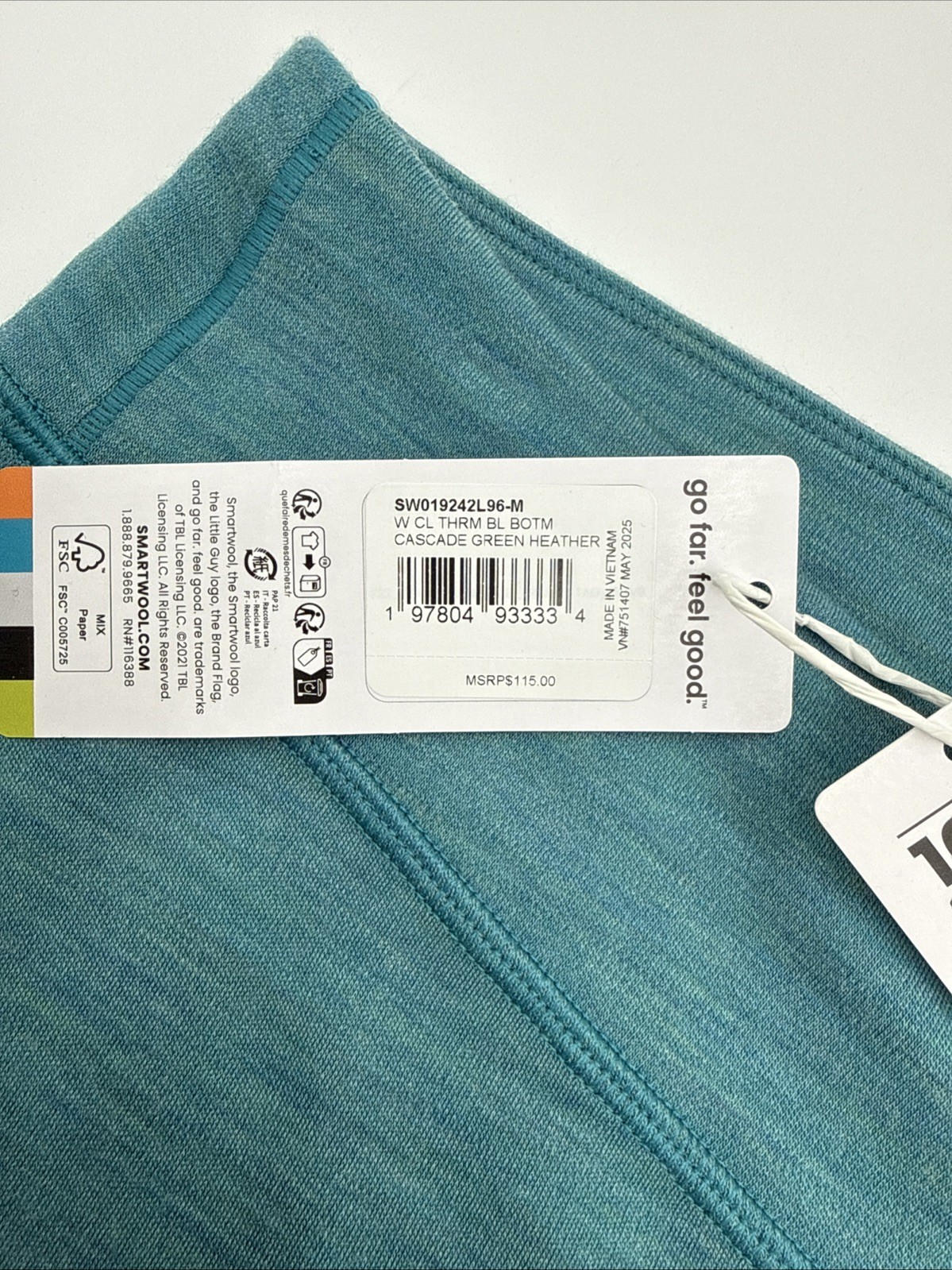 $115 Smartwool Women's Thermal Merino Base Layer Bottom-Cascade Green - Medium