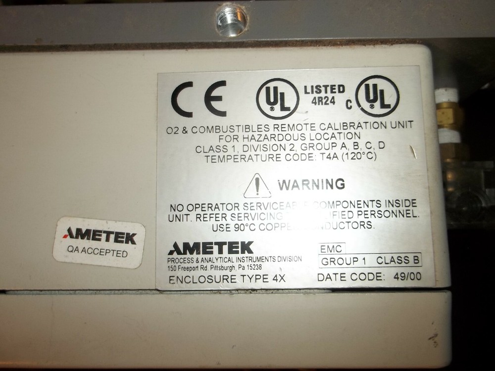 AMETEK O2 COMBUSTIBLES REMOTE CALIBRATION UNIT TYPE 4X ENCLOSURE CLASS B (R5)