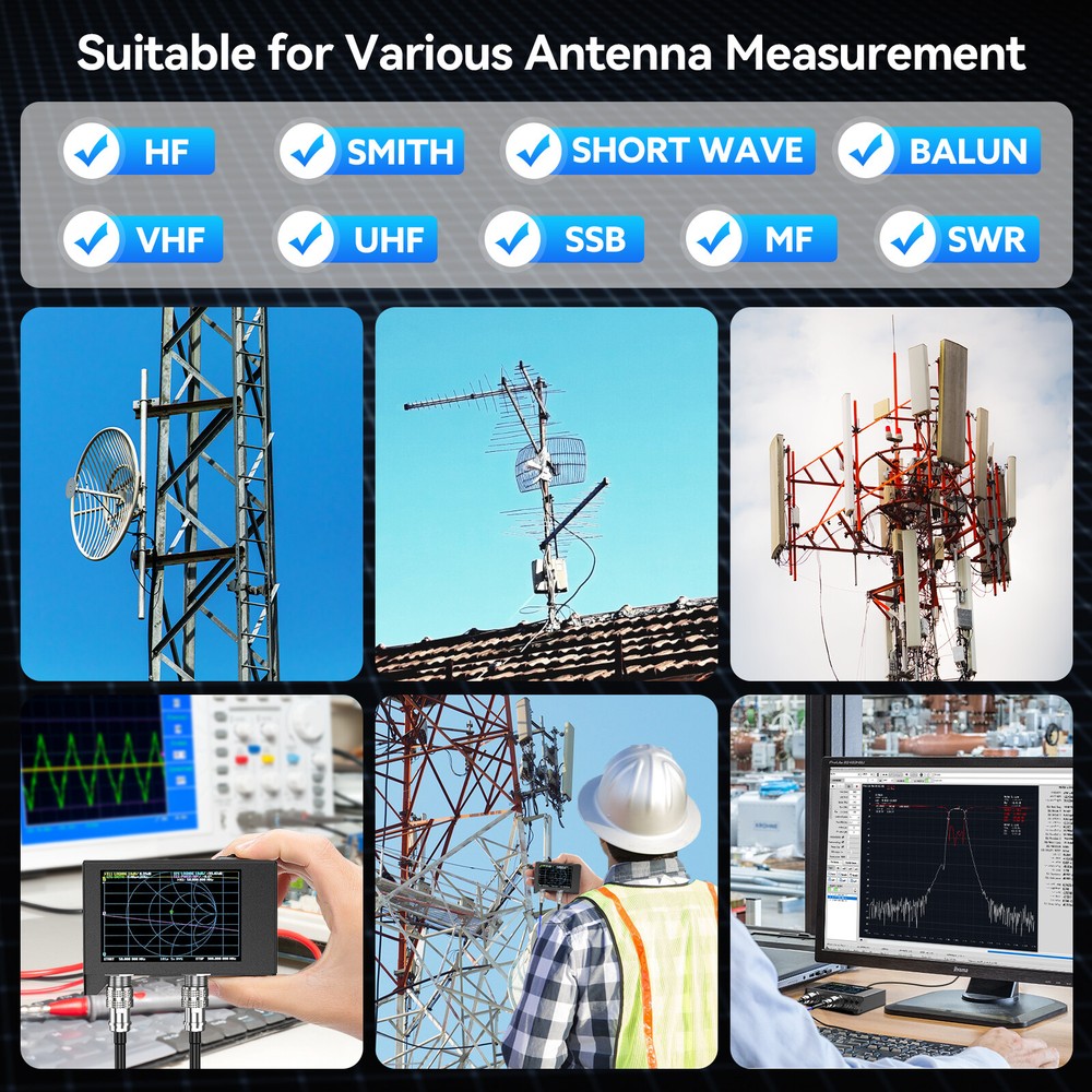 NanoVNA SAA-2N V2.2 Vector Network Analyzer, 50KHz-3GHz 4" VNA Antenna Analyzer