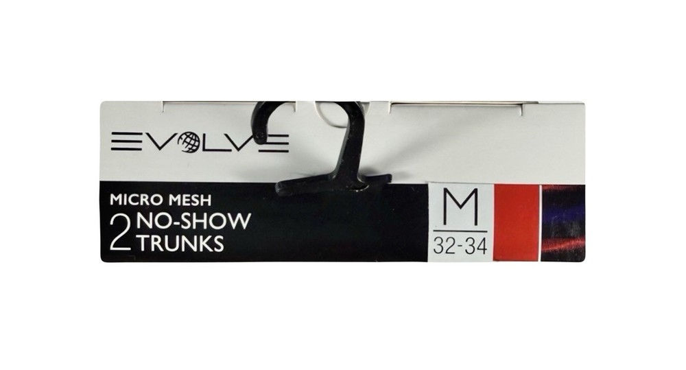 NWT Evolve. Sz M. 2 Pack. Microfiber No Show Trunk. Multi. MSRP $39.00