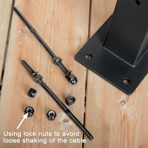 Pack Stainless Steel Cable Railing Post("×") with 1/8 Cable 36 inch 2 Black
