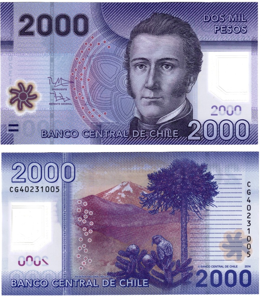 2014 Chile P162 d  Polymer Banknote 2000 Pesos