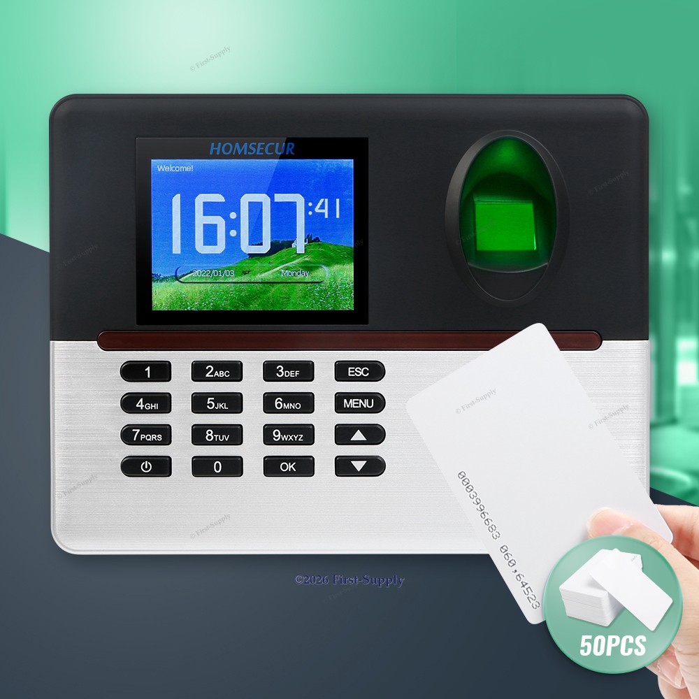 HOMSECUR Support Remote Access WiFi Time Clock & Access Control +50 RFID Cards