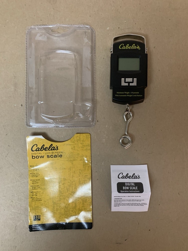 CABELA'S BOW HANGING SCALE DIGITAL LCD SCREEN 110LB MAX ARCHERY GAME