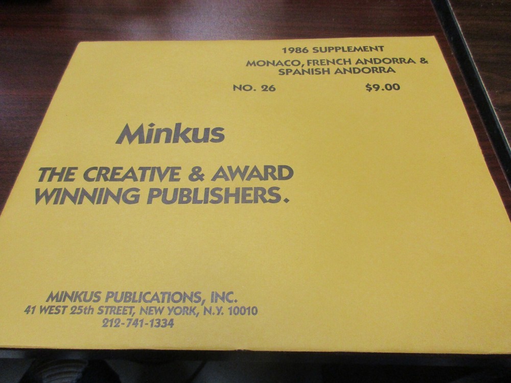 "MINKUS"  1986  SUPPLEMENT  MONACO,FRENCH ANDORRA &    W/FREE SHIPPING!!!