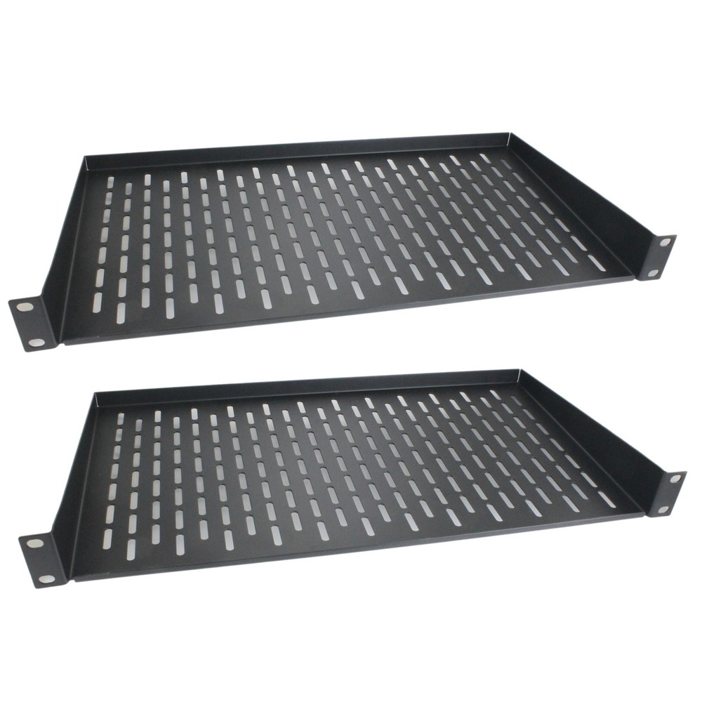 2 Pack 10" Black Cantilever Server Shelf Vented Fixed 1U Rack Mount 19" Panel