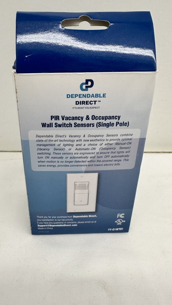 Motion Sensor Wall Switch PIR Vacancy & Occupancy Sensor YT-C1WT01 Neutral Wire