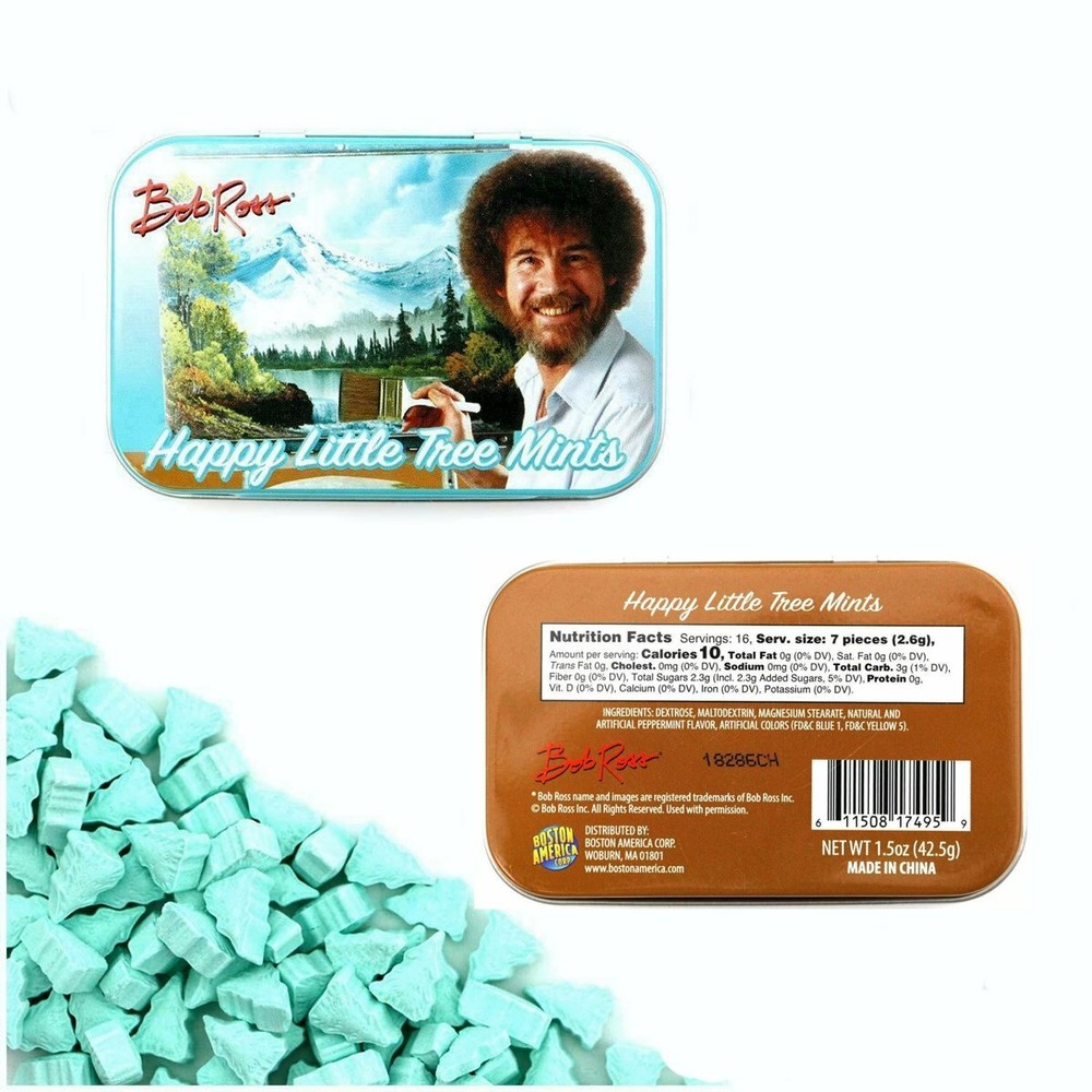 Bob Ross Happy Little Tree Mints Tin – 2 Pack Peppermint Candy Gift Set