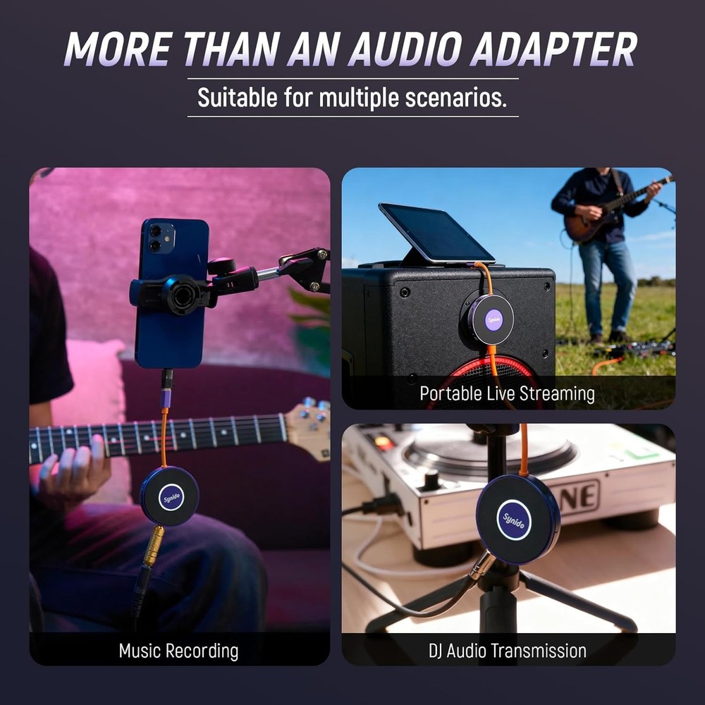 Synido Portable Guitar Audio Interface with USB-C 24bit, 48kHz Mini Interface