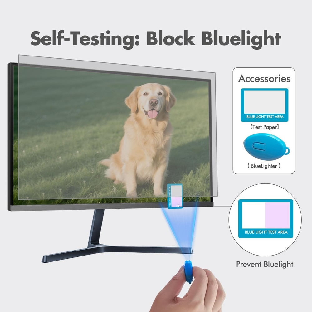 Blue Light Blocking Screen Protector for 32" 16:9 Computer Monitors, Removabl...
