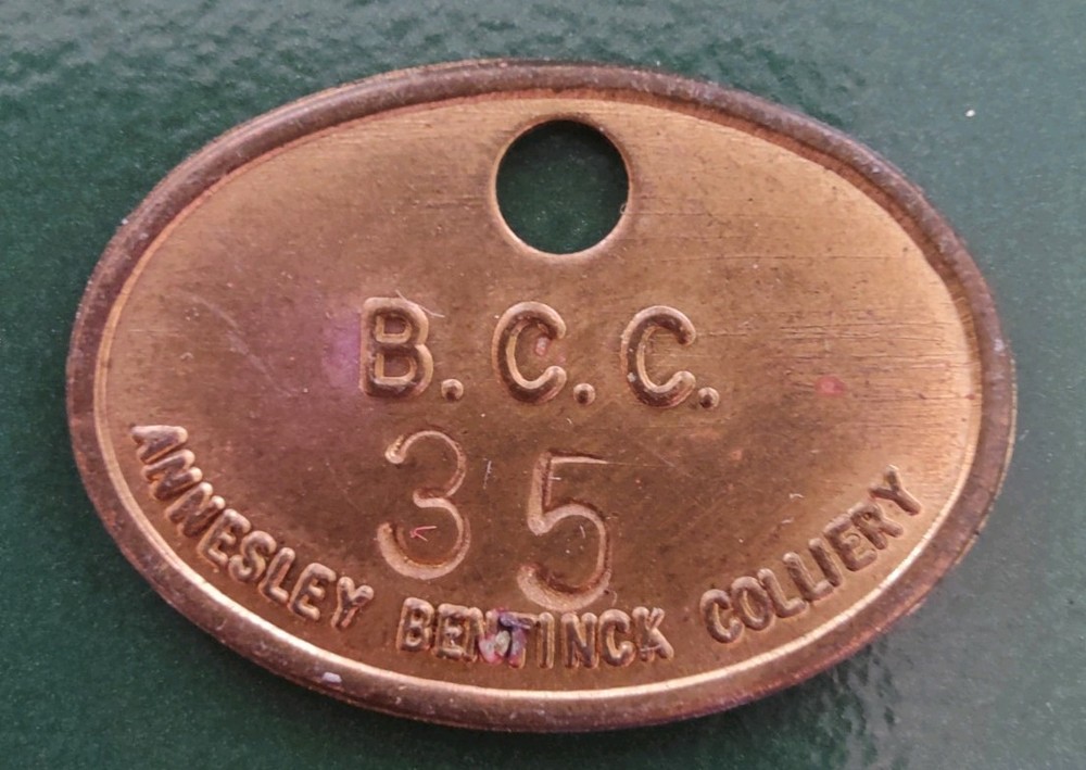 BCC Annesley Bentinck Colliery 35 Pit Check Tally Token