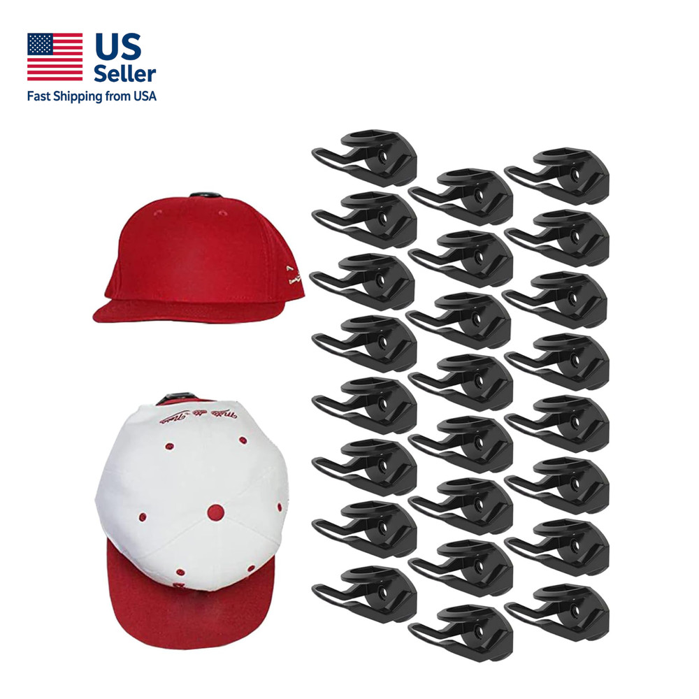 24 Pack Adhesive Hat Hooks – Wall Hat Rack for Baseball Caps