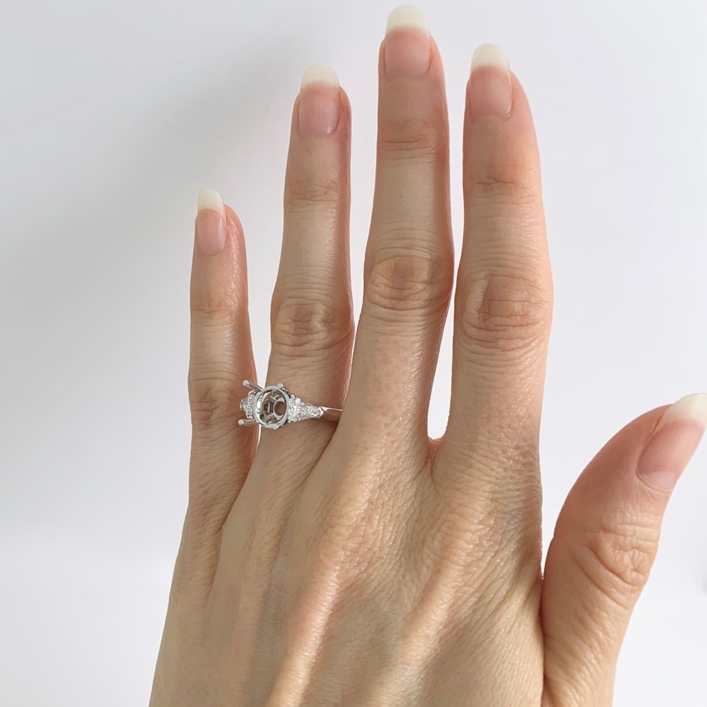 Shield Diamond Engagement Ring Setting Mounting 14K White Gold .75 CTW