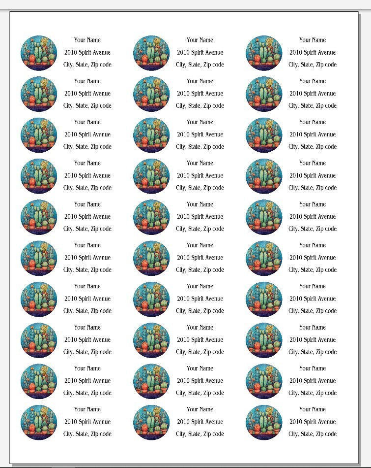 150 Cactus Dish Garden Mailing Return Address Labels Personalized