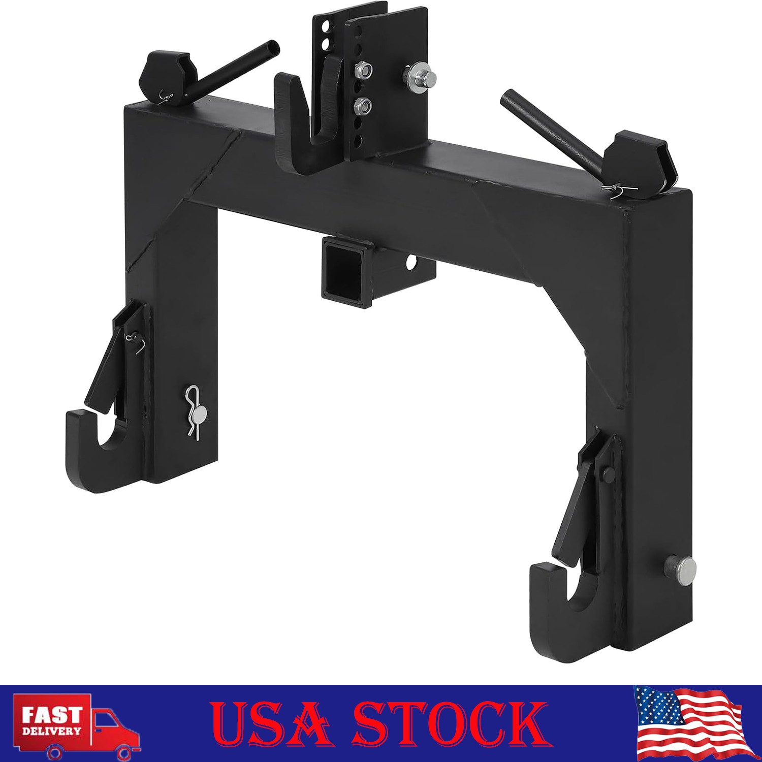 3 Point Quick Hitch for Cat 1 Tractors W/ 2" Receiver Hitch 3000 LBS Steel