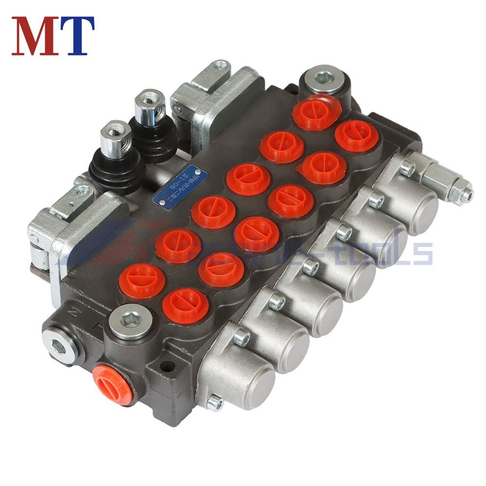 6 Spool Hydraulic Backhoe Directional Control Valve With 2 Joysticks 11GPM