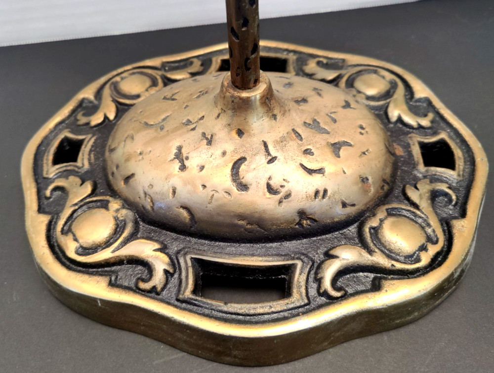 Vintage Iron/Brass Hammered Gothic 4 Pc Fire Place Tool Set