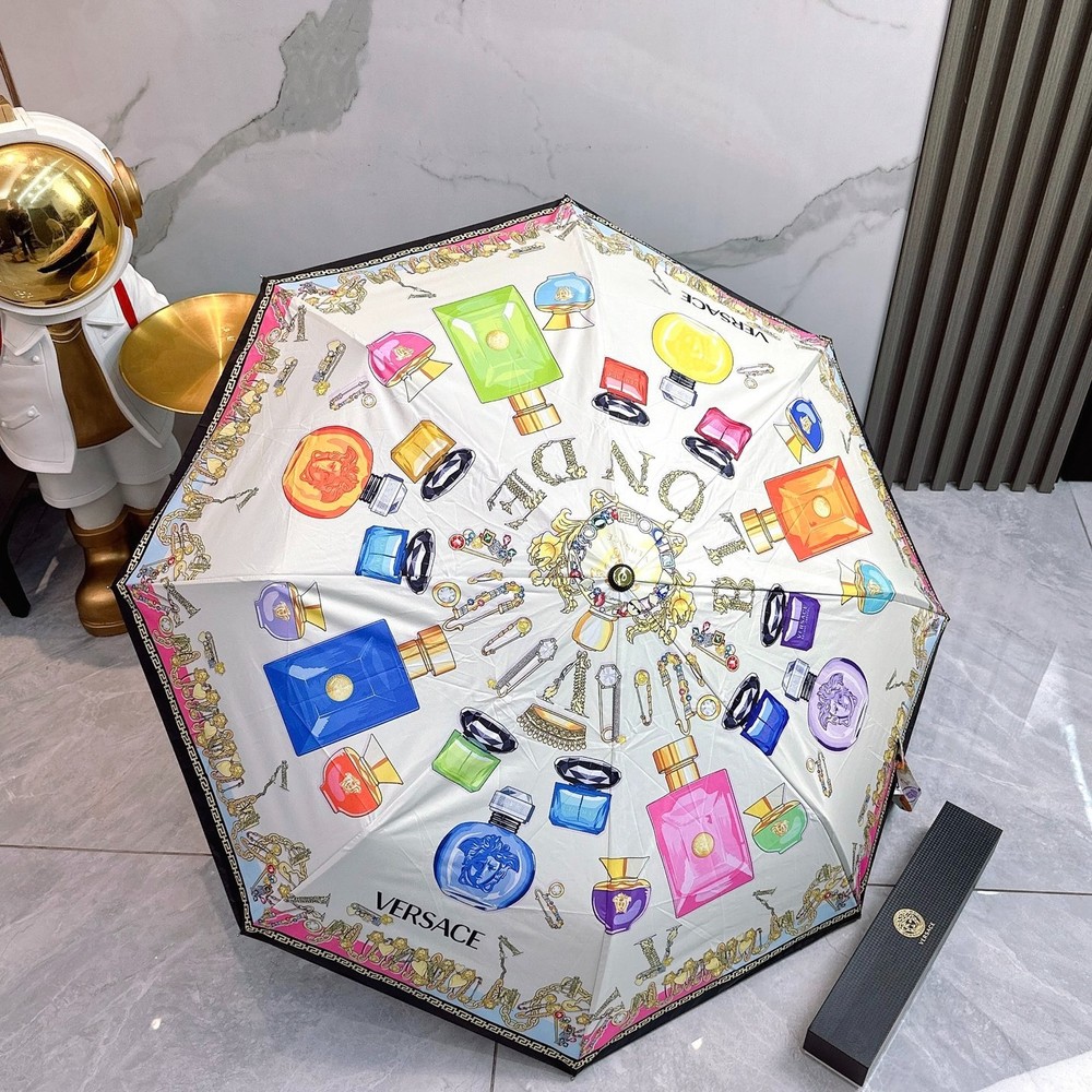 Versace White Perfume Pattern Umbrella Automatic 3-Fold Sun Rain Parasol