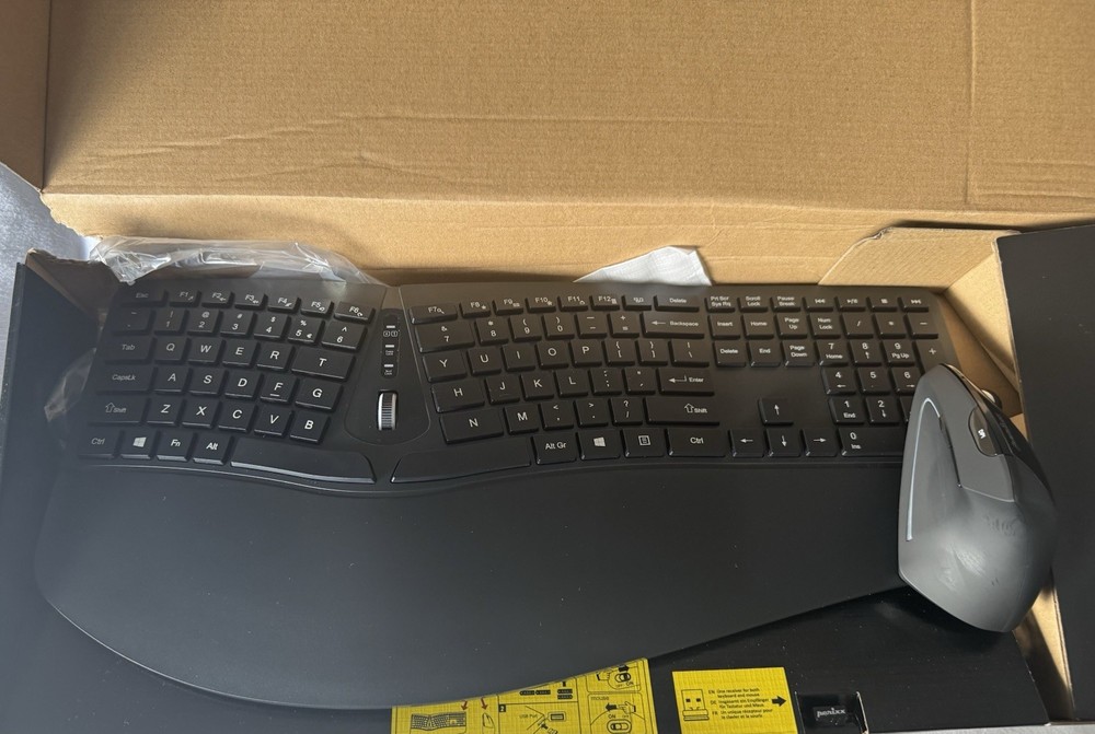 Perixx Periduo-605 Wireless Ergonomic Split Keyboard Vertical Mouse Combo Black