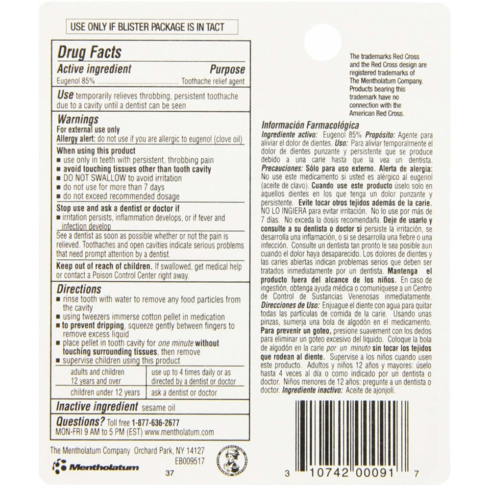 Red Cross Toothache Complete Medication Kit 0.12oz Each