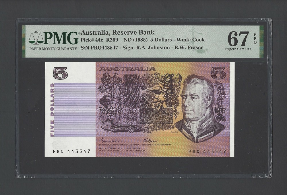Australia 5 Dollars ND (1985)  P44e Uncirculated Grade 67