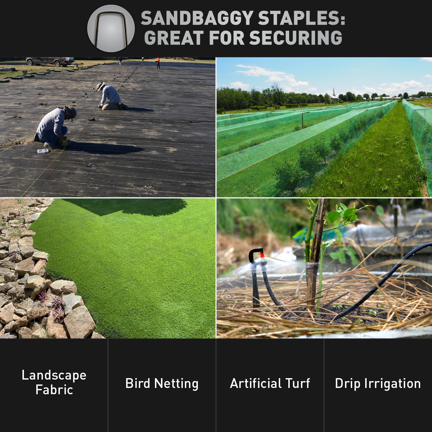 Sandbaggy 9 GAUGE Landscape Staples - 20% Thicker - SOD Staples Garden Stakes