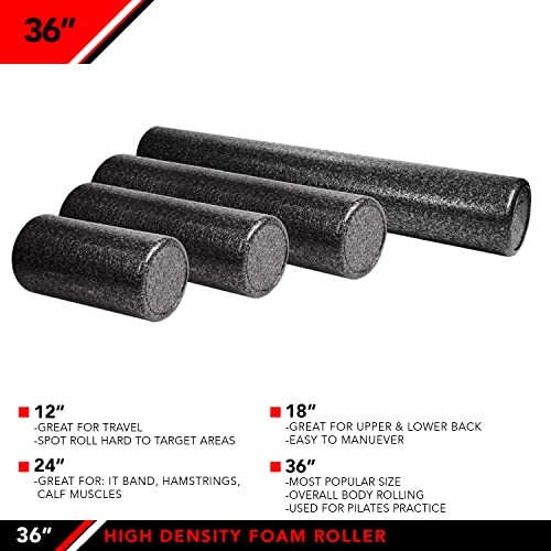 High Density Foam Roller – EPP Deep Tissue Massage Roller 36-Inch Black (New)