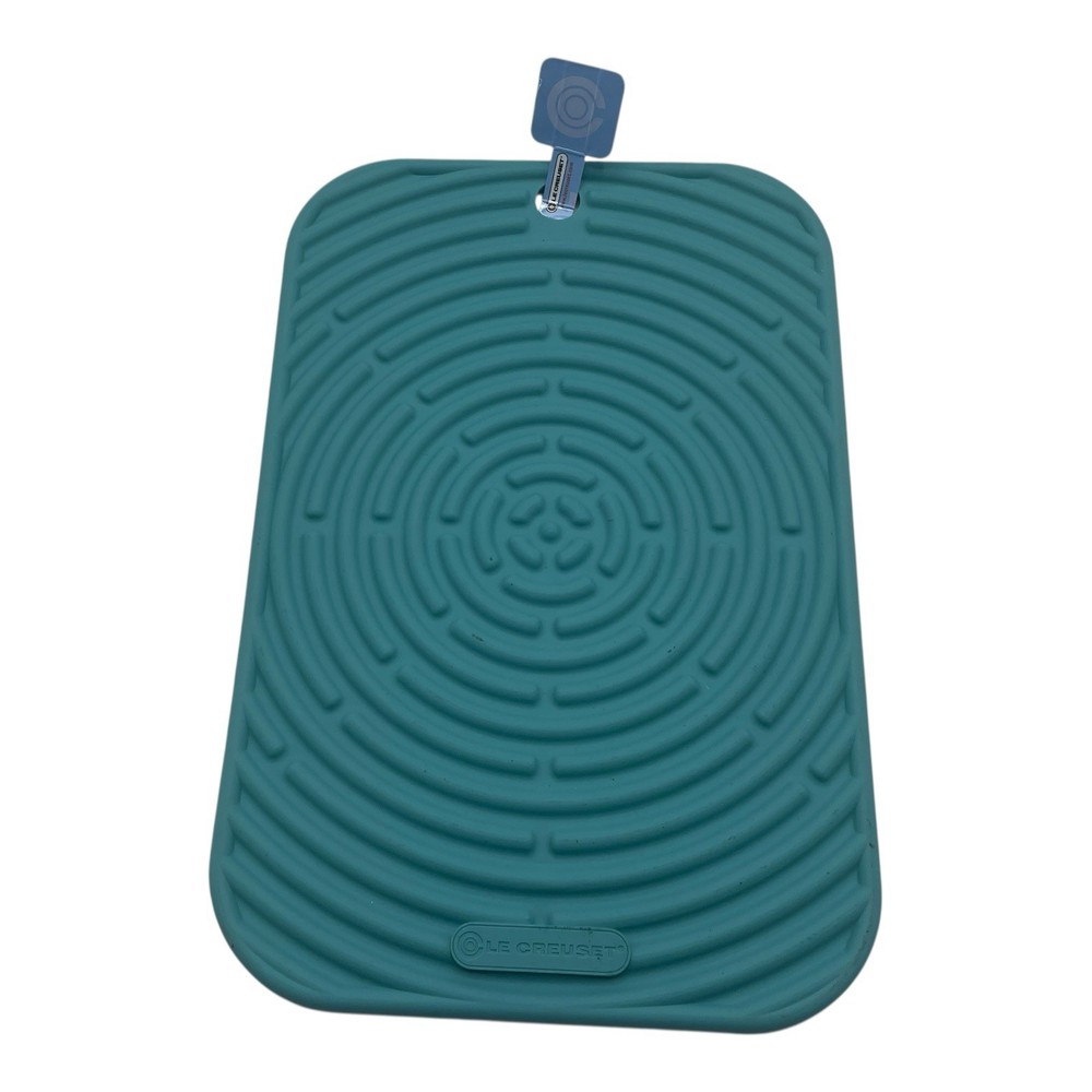 Le Creuset Turquoise Silicone Trivet Mat Potholder Rectangular Hot Pad