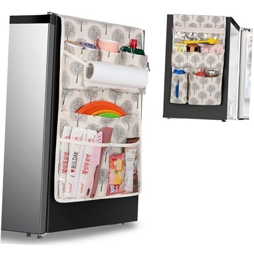 Mini Fridge Organizer Storage with 11 Pockets, Mini Fridge Caddy Large Tree