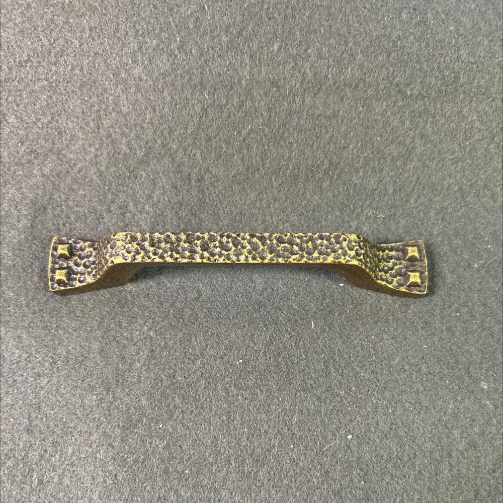 3" Rustic Pull with Faux Nails Antique Brass