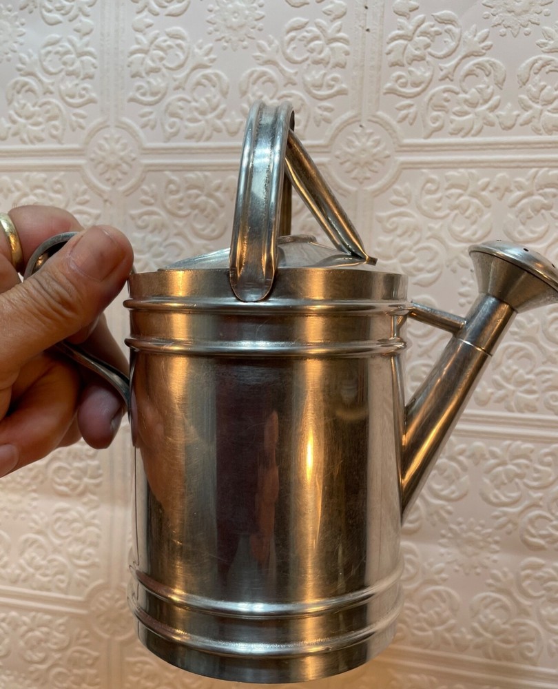 CHARMING small Antique Silver Plate Watering Can
