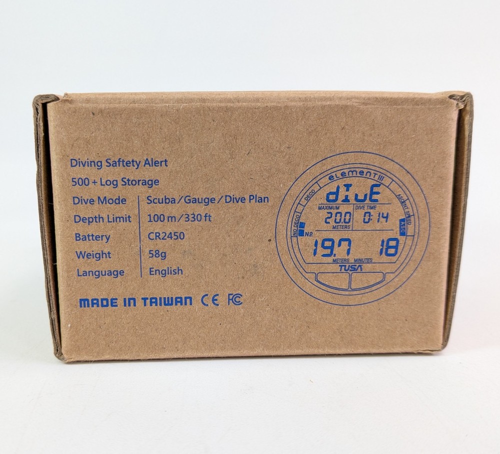 Tusa Element III Scuba Dive Computer Module Nitrox Compatible Backlit Display 3