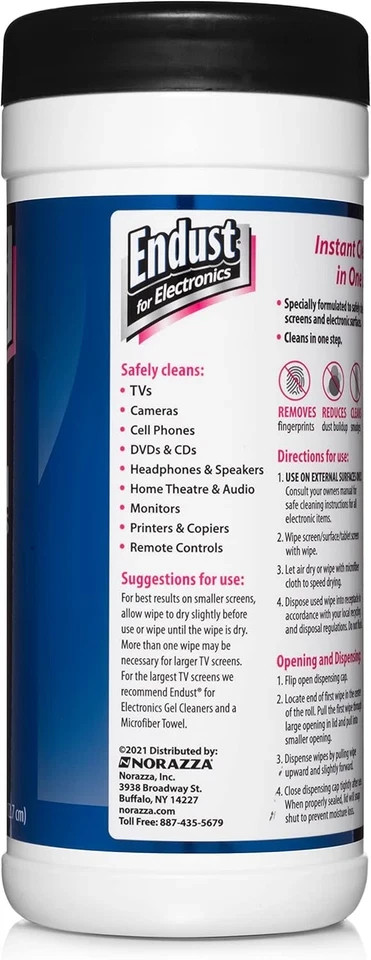 Endust For Electronics; Screen & Surface Cleaning Wipes, Great LCD And
