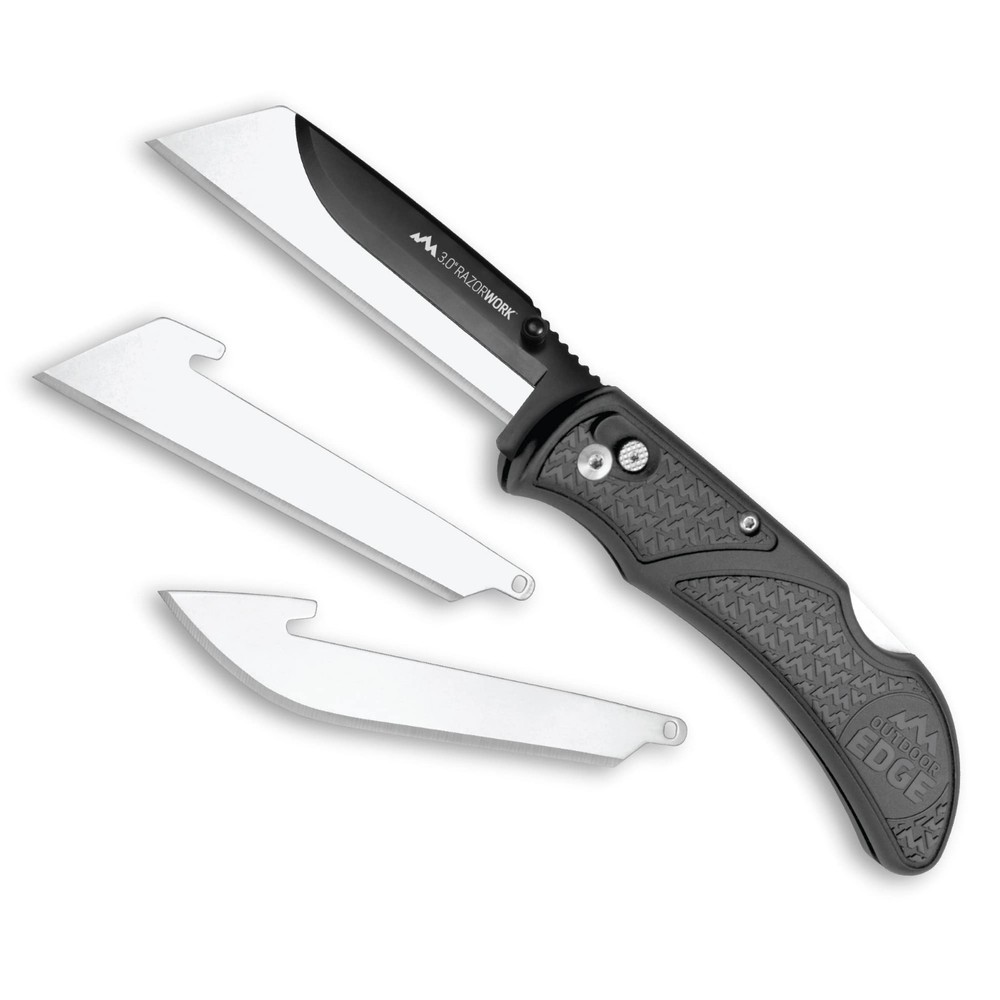 3" Razor-Work Folding Utility Knife - Replaceable Blades, Pocket Clip, 3X Sharp
