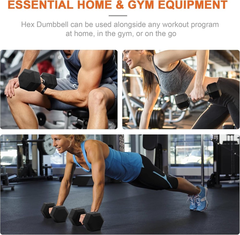 Hex Dumbbells Set 5-50 LB Pair, Workout Weights