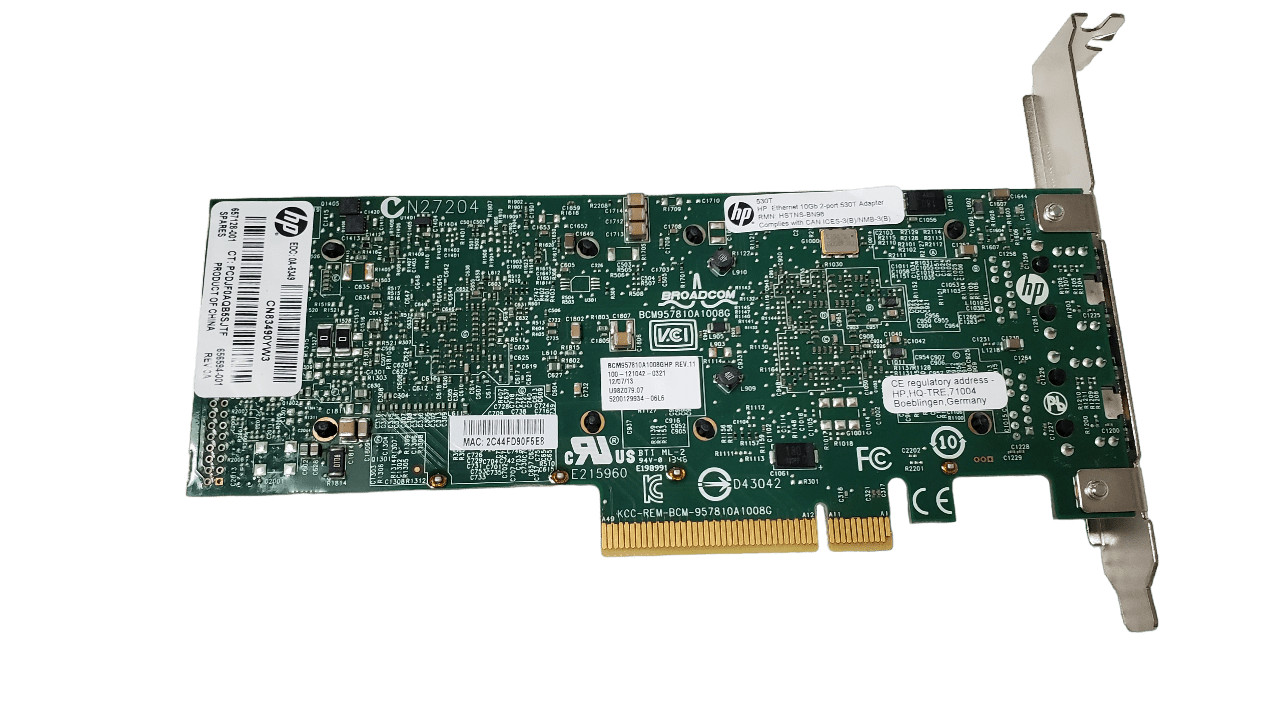 Lot of 2 HP 530T 10Gb 2 Port 10Gb Network Card 656594-001 657128-001 Full Height