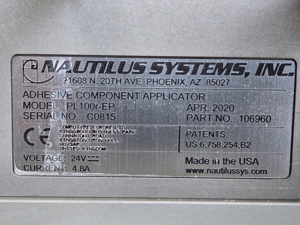 NAUTILUS SYSTEMS - ADHESIVE COMPONENT APPICATOR PL-100rEP - PART # 106960