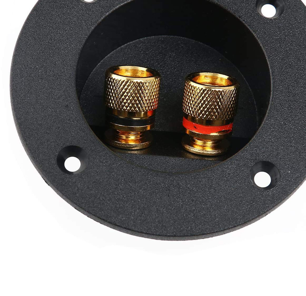 2 Pcs Black 3" round 2-Way Speaker Box Terminal Binding Post Screw Cup Connector