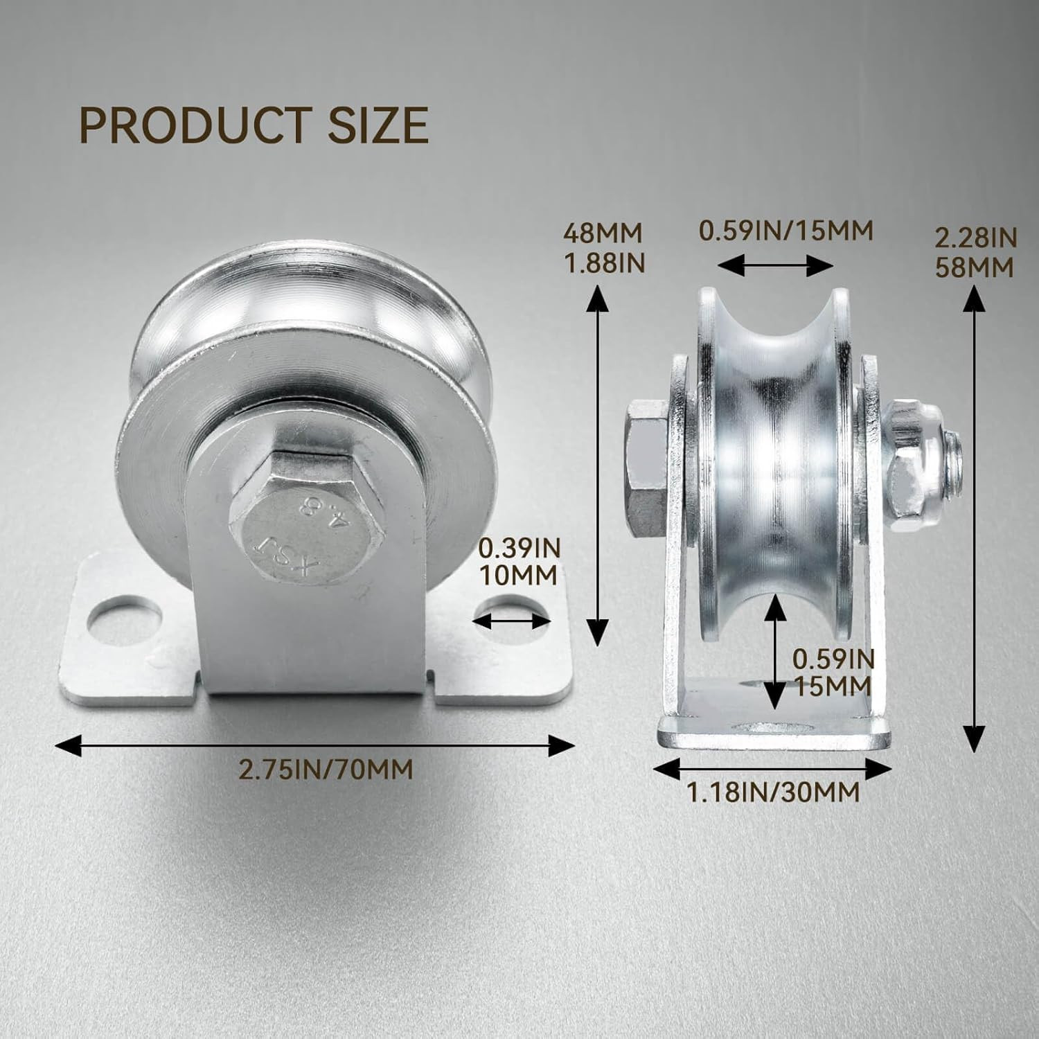48Mm Cable Pulley Wheel Wall Mount, with Ball Bearings for Wire Rope, for Pulley
