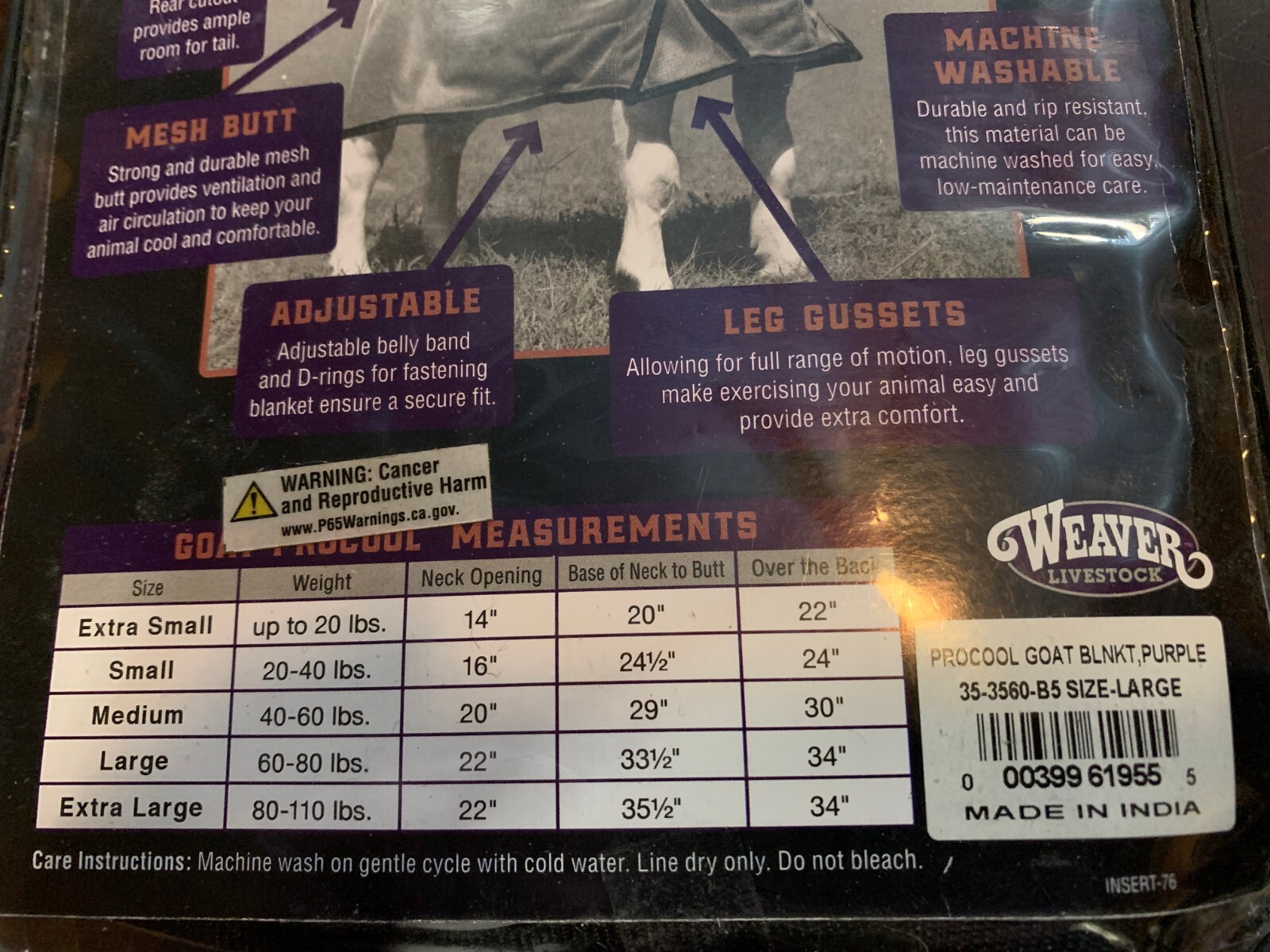 GOAT BLANKET Large / Purple - mesh that cools & protects Weaver ProCool NEW!