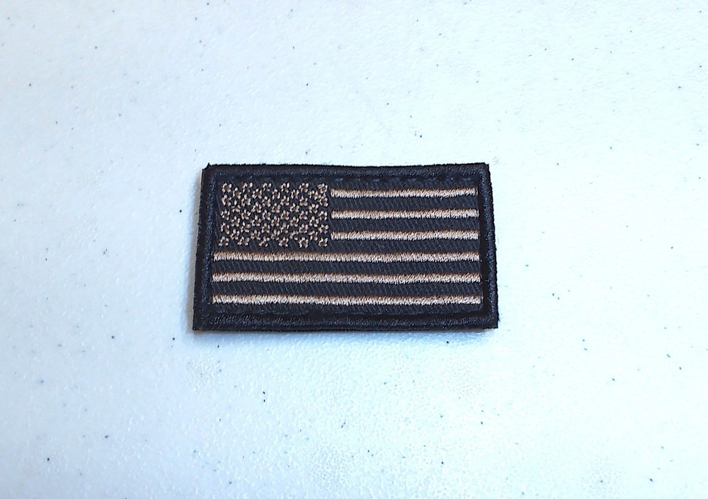 Small Black American USA Flag Tactical Uniform Patch with Hook & Loop Backing