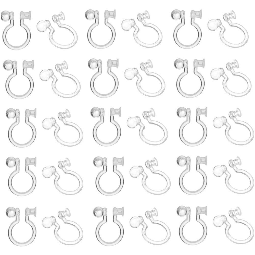 50 Pcs Clear Plastic Clip-on Earring Base Plastic Clear Tiny Stud to Clip on ...