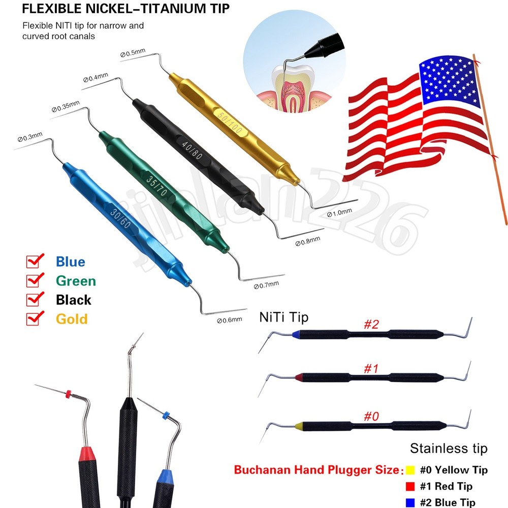 Dental Endodontic Obturation Plugger Tips Hand Use Pluggers Set 0#1#2# 30-100