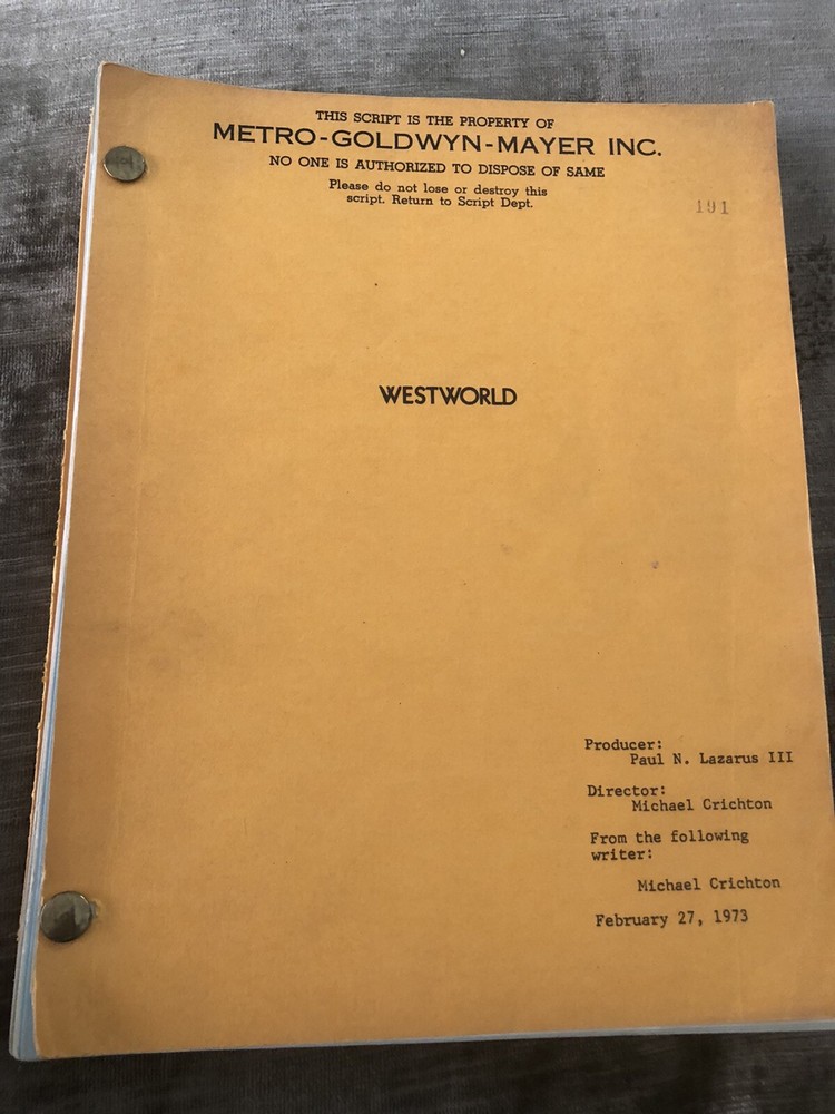 WESTWORLD VINTAGE SCRIPT by Michael Crichton