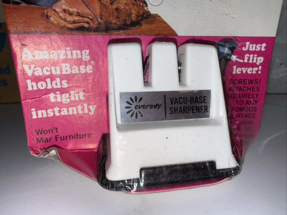 Vintage NOS Everedy Deluxe Knife Sharpener Vacu-Base