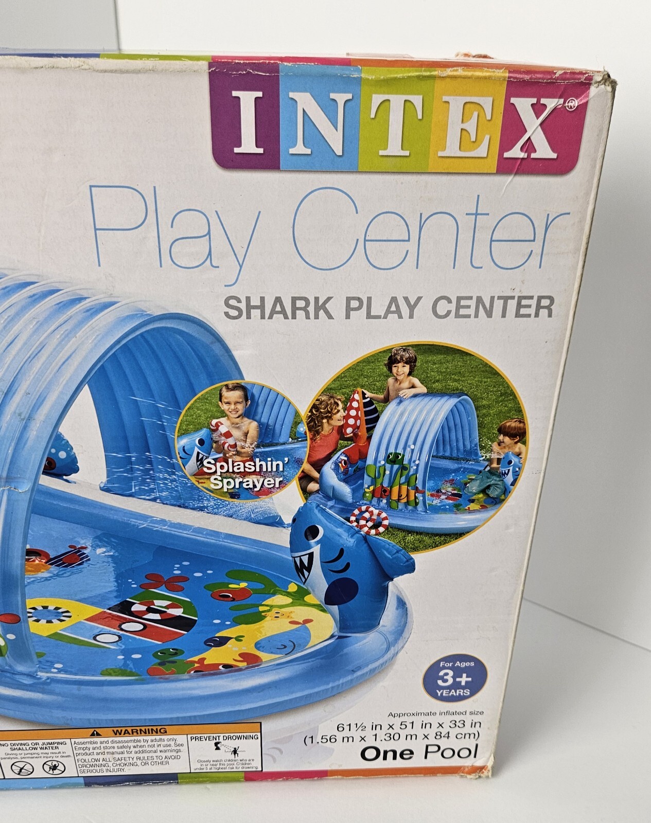Intex Shark Play Center Built-In Sprayer Arc Summer Water Kid's Pool Inflatable