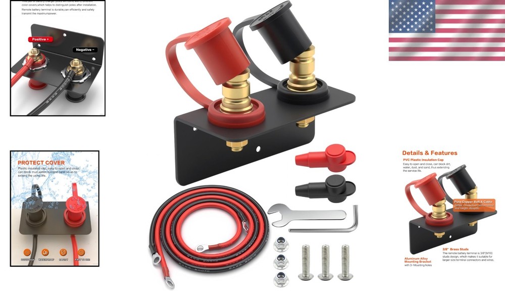 Versatile Battery Relocation Kit: 250A Remote Jump Post with Durable Cables