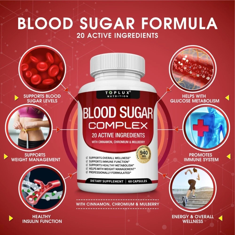 Blood Sugar Support | 20 Herbs Complex + ALA & Cinnamon | 60 Capsules